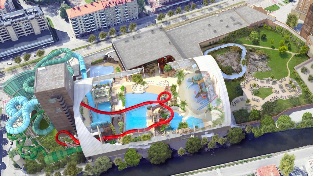 Fågelvy över Oceanas vattenpalats