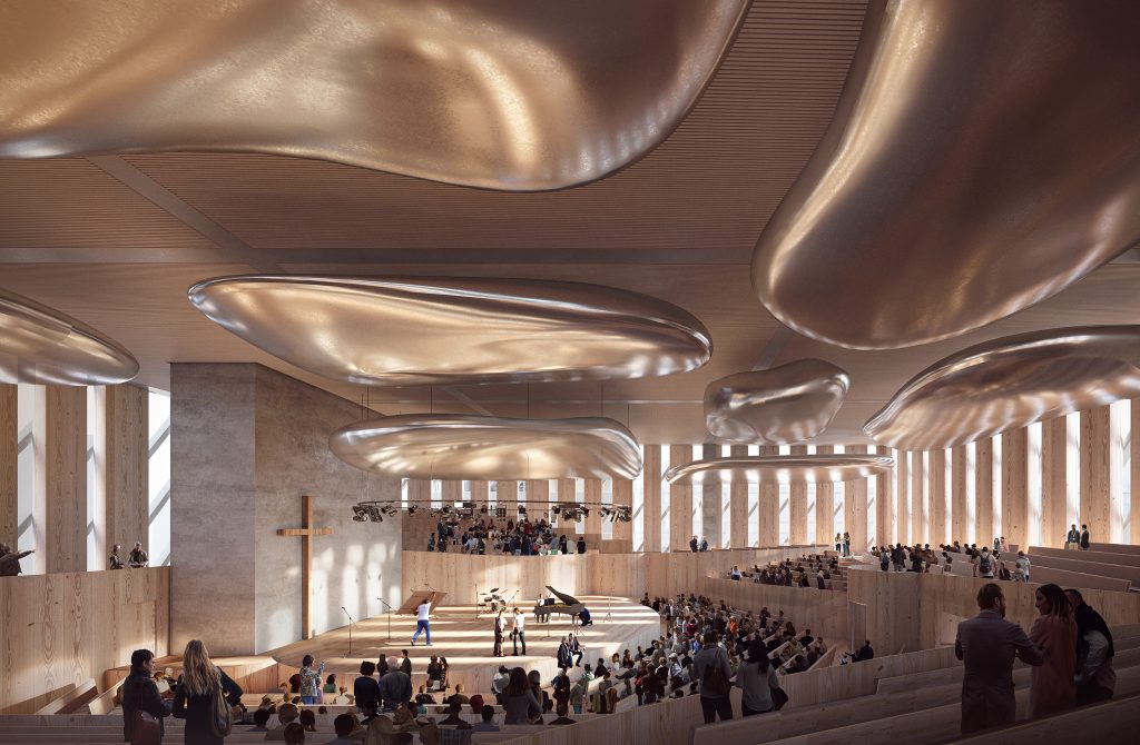 Kyrksalen med plats för 1200 personer