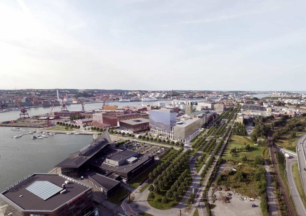 Illustration av Geelys campus i Göteborg