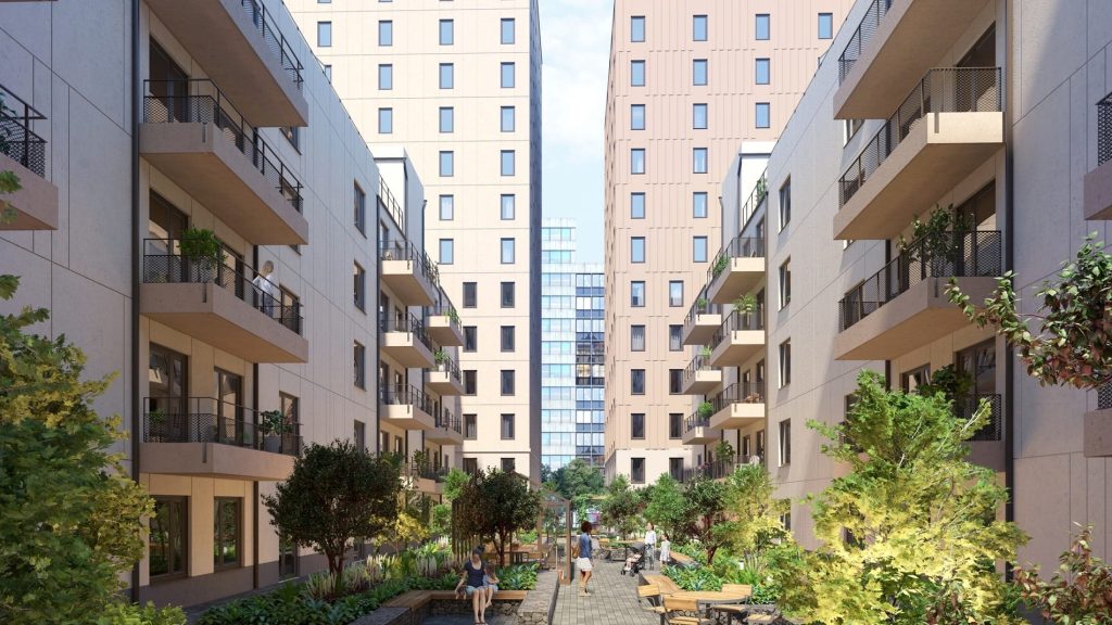 Innergård i kvarteret Haga Boulevard