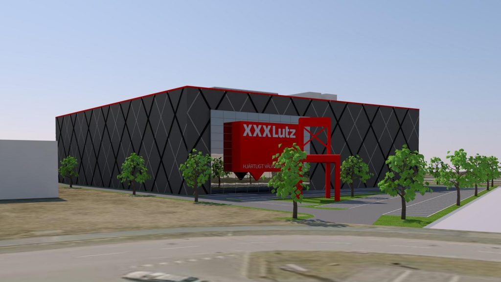Illustration av ny XXX Lutz butik i Helsingborg