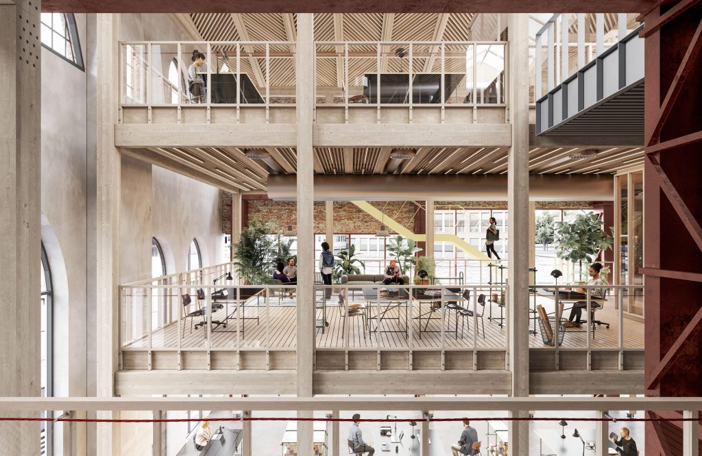 Gjuteriets våningsplan i trä