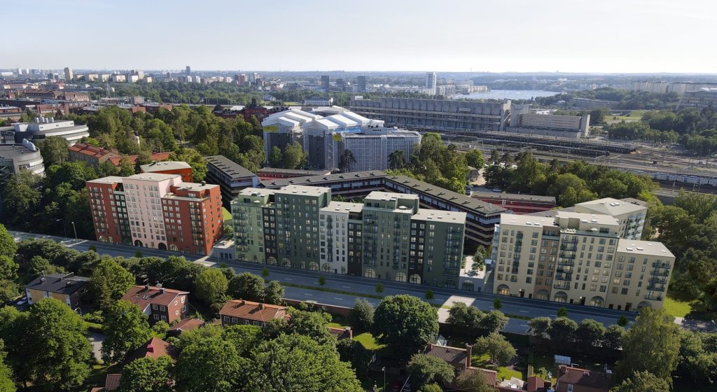 Nordrs tre blivande färgkodade kvarter i Haga Palett. 